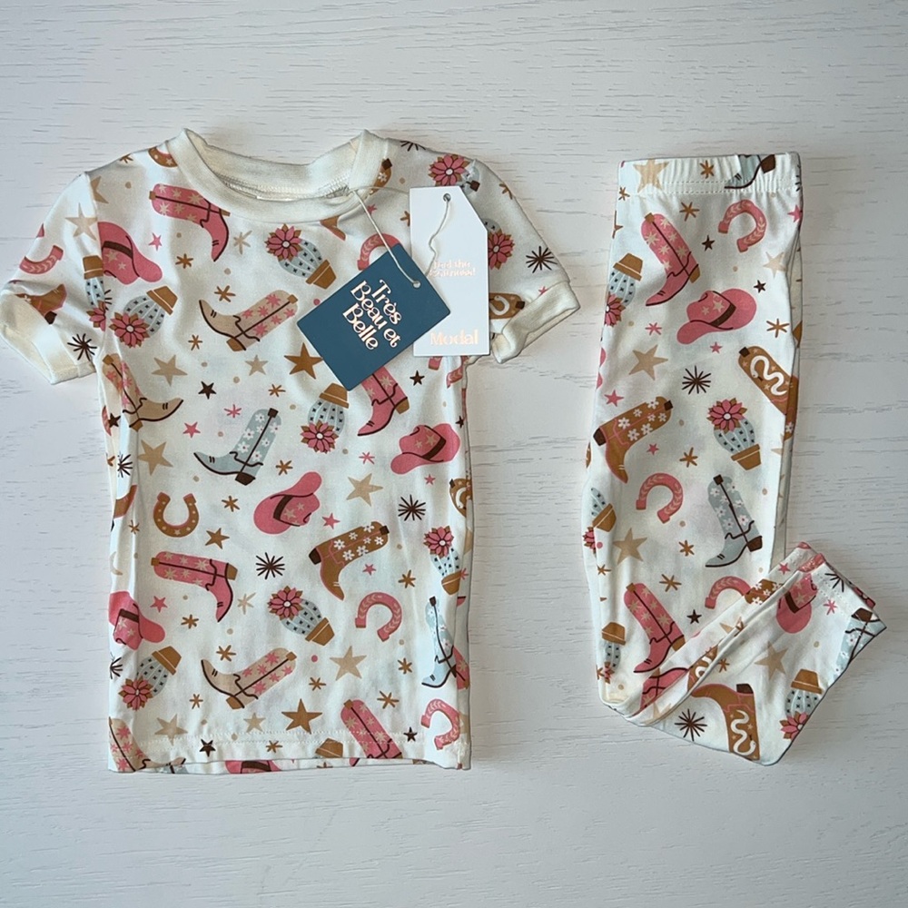 Tres Beau et Belle Toddler Western Cowgirl Modal Pajama Set 24 months